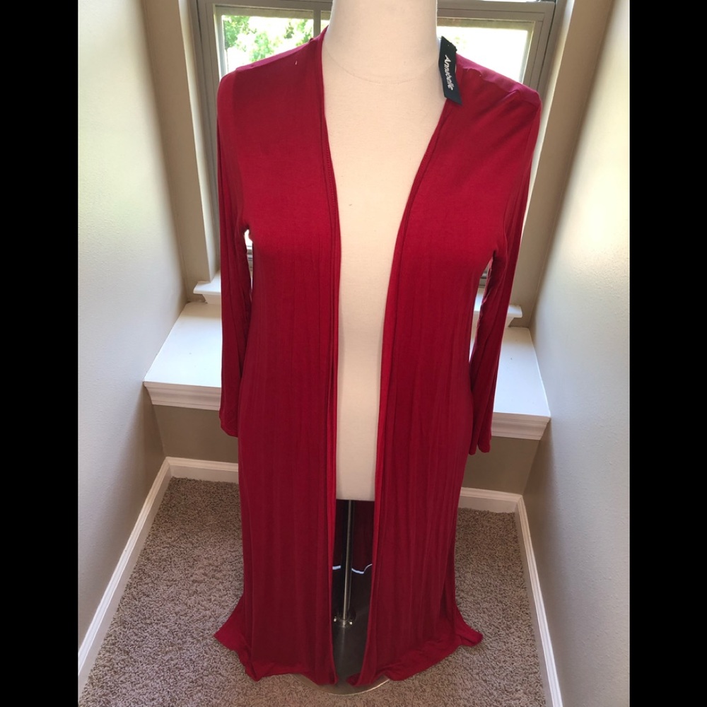 NWOT Plus Size Long Wine Cardigan